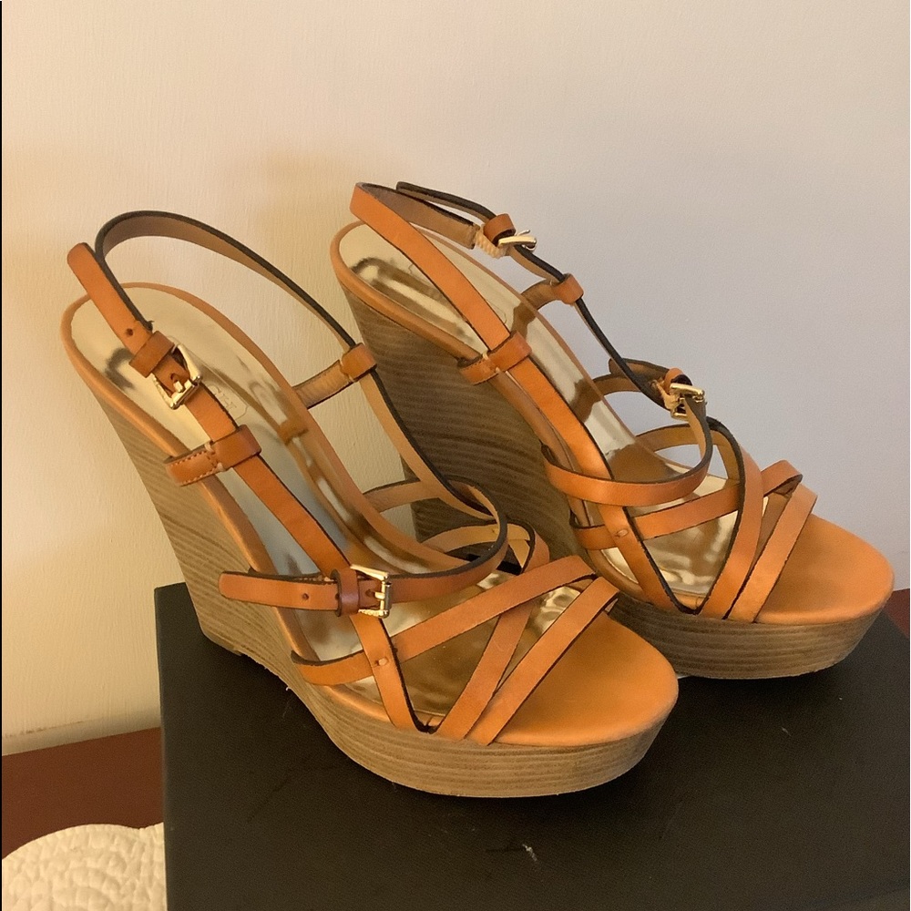 Coach Braxton Bridal Leather Wedges 6.5